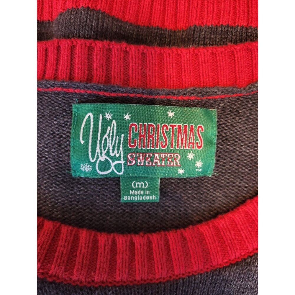 Ugly Christmas Sweater Santa Cheers Beer Mens M Long Sleeve Multi-Colored Unisex - Picture 3 of 5